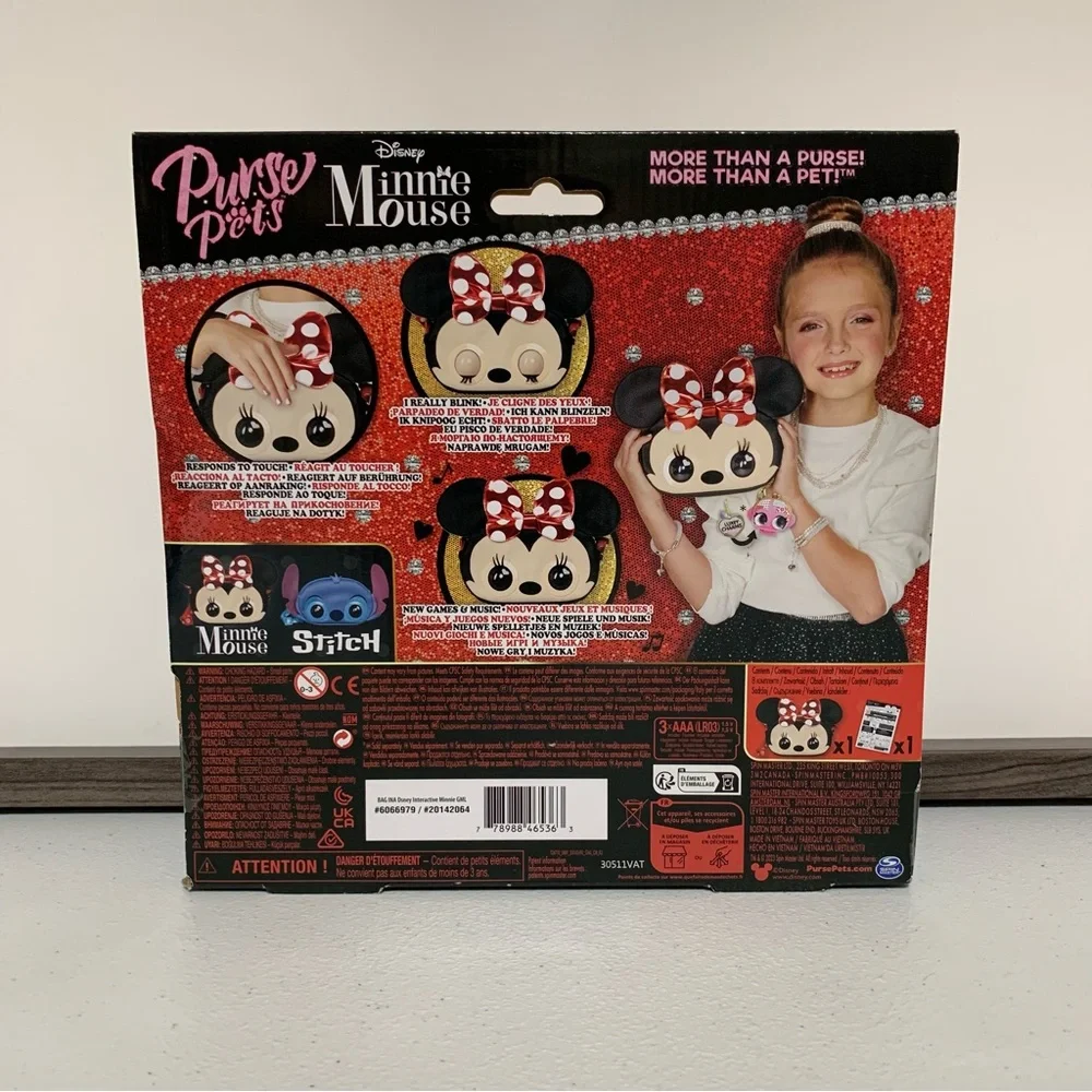 Purse Pets Disney Minnie Mouse 30+ Sounds Pet Toy & Crossbody Bag-NWT